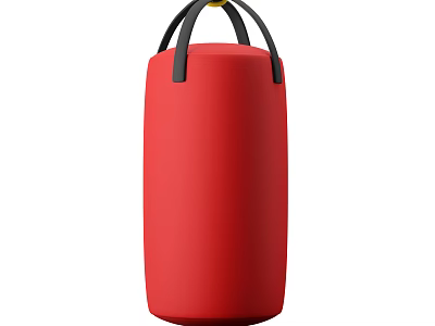 Red Hanging Punching Bag For Sports Training With Black Handles 3d model