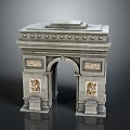 Classical Stone Arc de Triomphe With Arched Doorway Carved Reliefs Top Platform And Base