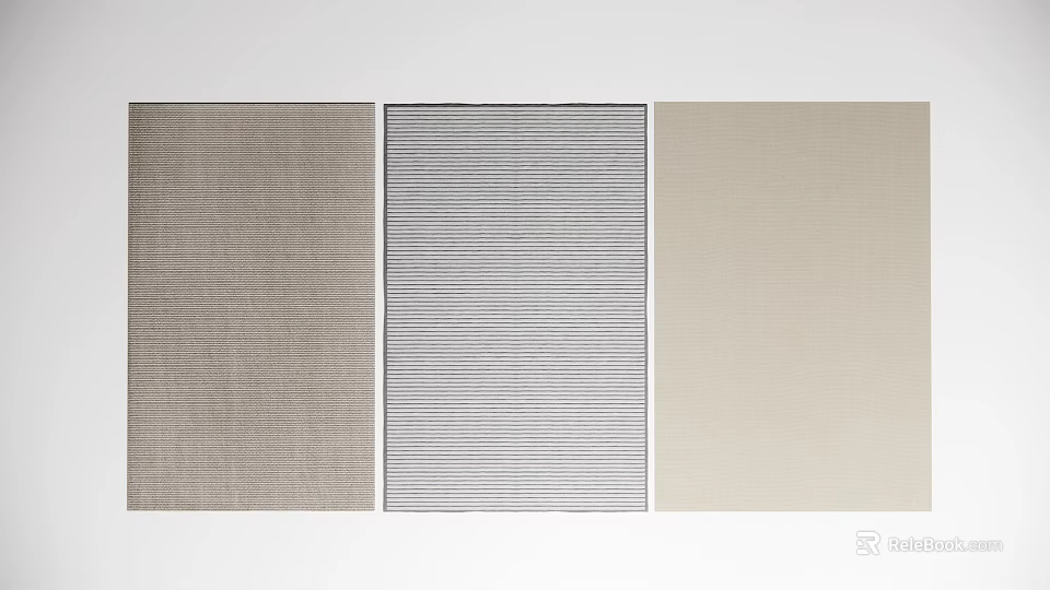 Three Square Rugs With Gray Light Gray Beige Colors And Woven Textures 3d model