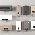 Various Wall Mounted Water Heaters With Digital Display In Different Colors 3d model
