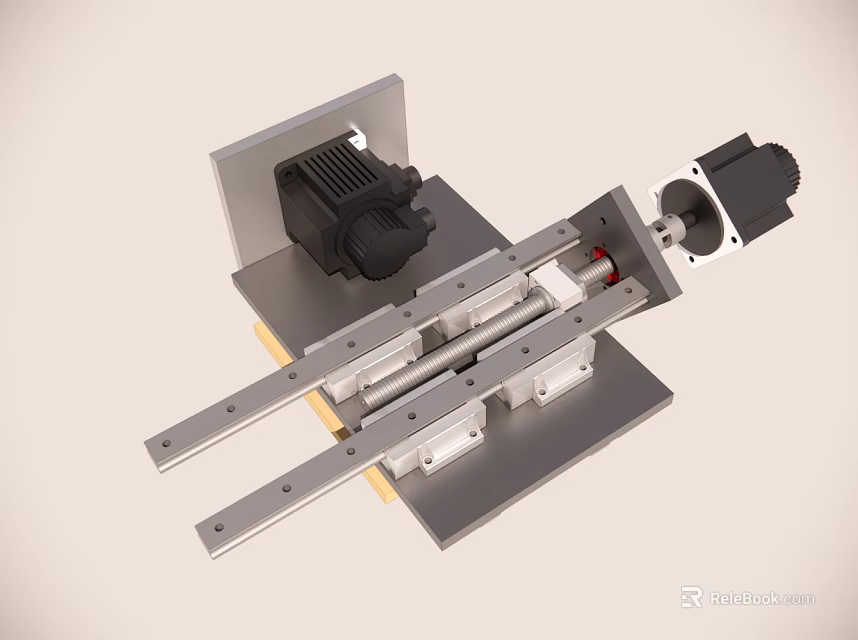 Industrial Equipment With Linear Rails And Motors On Metal Platform Mechanical Structure 3d model 
