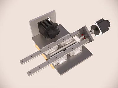 Industrial Equipment With Linear Rails And Motors On Metal Platform Mechanical Structure 3d model