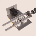 Industrial Equipment With Linear Rails And Motors On Metal Platform Mechanical Structure