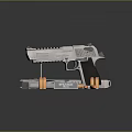Modern Tactical Pistol With Copper Bullets And Metal Magazines On Table 3d model