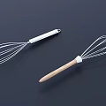 Stainless Steel Kitchen Whisks With Metal And Wooden Handles For Cooking Tools