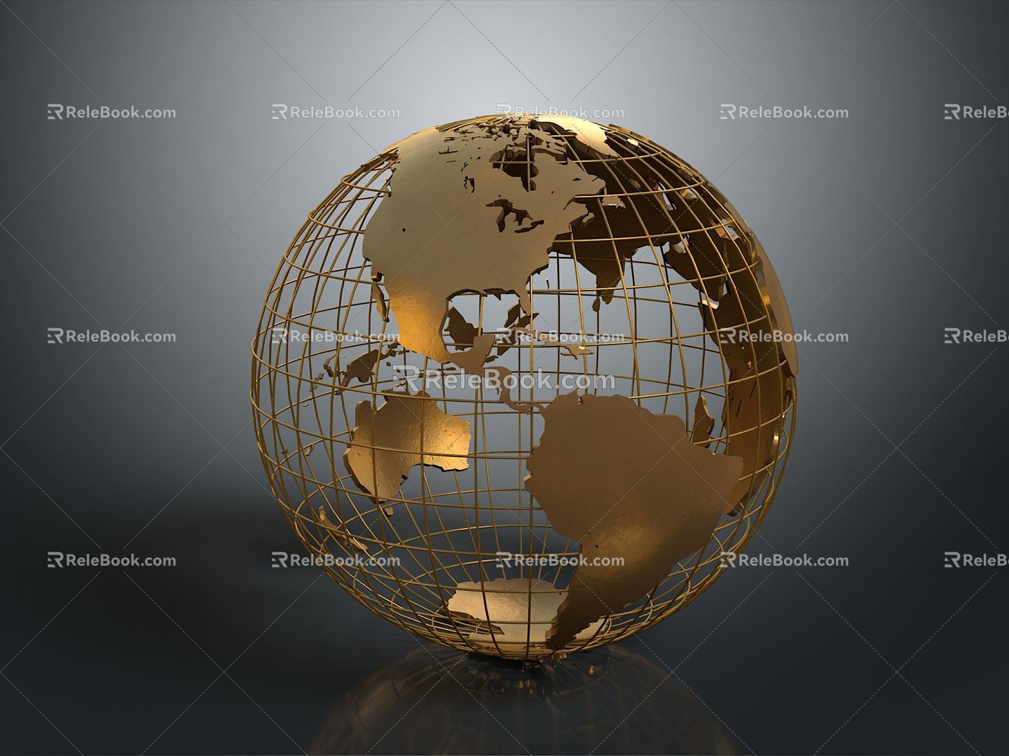 Earth Metal Globe Globe 3d model