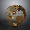 Golden Globe With Shiny Metal Wireframe Structure Decorative Household Living Accessory