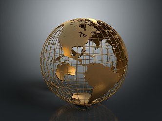 Earth Metal Globe 3d model