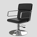 Modern Black Leather Armchair With Metal Armrests Swivel Base And Adjustable Height Design