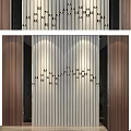 Modern Interior Wall Design With Vertical Stripes Wooden Panels And Geometric Decor