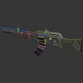 Futuristic Black Rifle With Blue Light Effects And Modern Tech Design