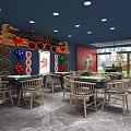 Elegant Hotel Mahjong Room Interior With Traditional Chinese Mural And Ambient Lighting