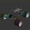 Futuristic Exploration Rover With Large Metallic Wheels Antennas And Streamlined Reflective Body