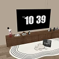 Modern Wooden TV Stand With Drawers Flat Screen TV Decorative Items And Area Rug