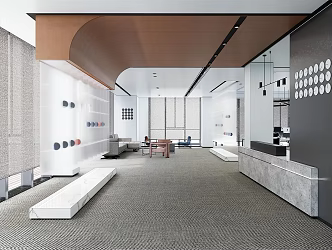 Public office area of modern hall 3d model