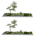 Indoor Landscape Design With Rectangular Planter Tree Grass Stones And Globe Lights