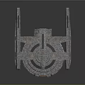 3D Aerospace Model of Cosmic Space Station with Circular Structure Extended Arms and Textured Surface