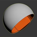 Modern Round Accent Chair with White Exterior Orange Interior and White Round Base