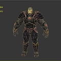 Muscular Character Armor Design With Dark Pink Accents And Glowing Red Orbs