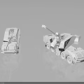 Two White Military Vehicles 3D Models Featuring Armored Car And Crane Structure Design 3d model