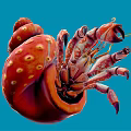 Spotted Orange Crab As Aquatic Animal With Vibrant Colors Unique Shell Pattern And Blue Background
