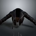 Black Leather Jacket Open Design With Stylish Zipper And Belt Buckle Details