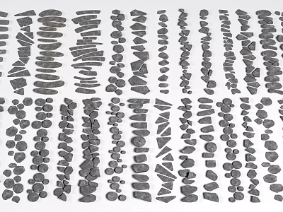 Natural Stone Stepping Stones With Various Shapes For Garden Landscape Path Design 3d model