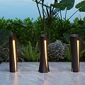 Outdoor Lights Modern Black Cylindrical Design With Warm Yellow Glow For Garden Stone Patio Plants