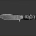 Rustic Handcrafted Knife With Sharp Metal Blade And Textured Wooden Handle
