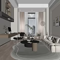 Modern Home Office Interior Design With Comfortable Sofa Coffee Table And Large Window 3d model