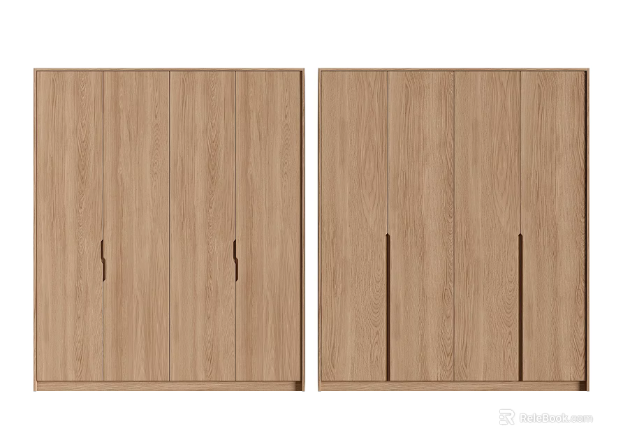Modern Wooden Wardrobe With Double Door Simple Design And Clean Lines 3d model 