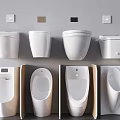 Modern Bathroom Urinals Featuring Different Wall Mounted Design Styles And Shapes 3d model