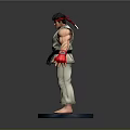 Action Figure In White Karate Uniform With Red Headband Red Gloves And Blue Base
