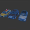 Three Toy Cars in Different Colors Including Yellow Taxi and Brown Silver Models