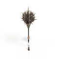 Ornate Decorative Staff With Intricate Metal Spiked Top And Carved Handle Design
