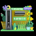 Casarte Air Conditioner Display With Decorative Cactus Plants And Directional Signs