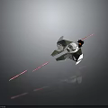Advanced Futuristic Spacecraft Emitting Red Laser Beams in Deep Aerospace Missions