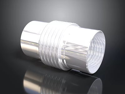 Transparent Cylindrical Ribbed Equipment On Smooth Black Surface With Reflection 3d model