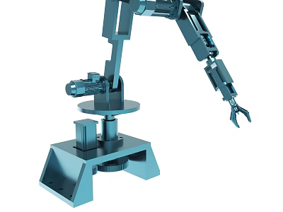 Industrial Robotic Arm Mechanical Structure With Metal Construction And Articulated Joints 3d model