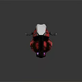Red Futuristic Motorcycle Featuring White Front Fairing And Metallic Shiny Finish