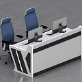 Modern Office Desk Workstation With Dual Monitors And Two Ergonomic Chairs