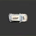 Light Colored SUV Car Covered With Protective Camouflage Cover On Reflective Surface 3d model