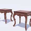 Two Ornate Wooden Side Tables With Carved Details And Curved Legs
