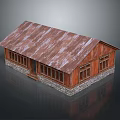 Wooden House Featuring Weathered Metal Roof Wooden Walls Stone Base And Windows