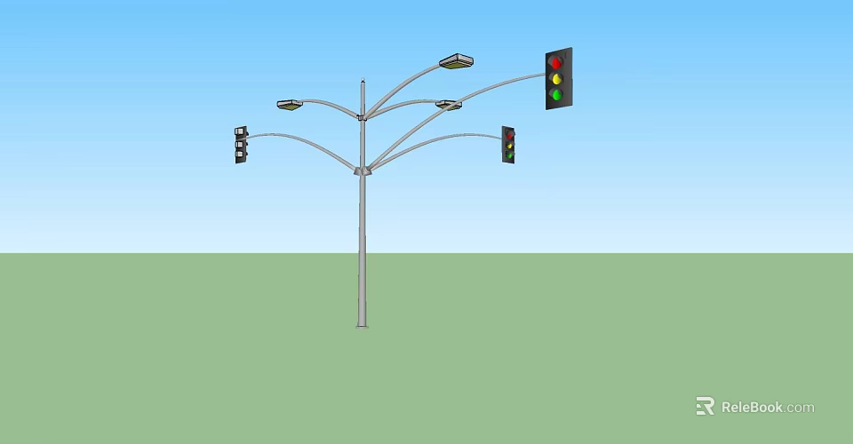 Outdoor Street Lights On Multi Arm Lamp Post For Public Area Lighting 3d model 