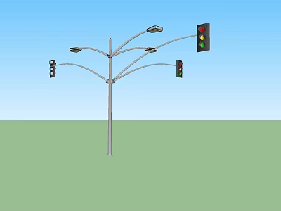 Outdoor Street Lights On Multi Arm Lamp Post For Public Area Lighting 3d model
