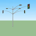 Outdoor Street Lights On Multi Arm Lamp Post For Public Area Lighting