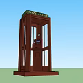 Public Telephone Booth With Brown Wooden Structure Glass Panels And Top Telephone Sign