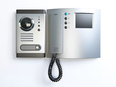 Modern Video Doorbell Intercom System With Indoor Outdoor Camera And Screen Units 3d model