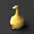Cute Cartoon Style Inflatable Giraffe Toy with Yellow Body White Patterns and Red Feet
